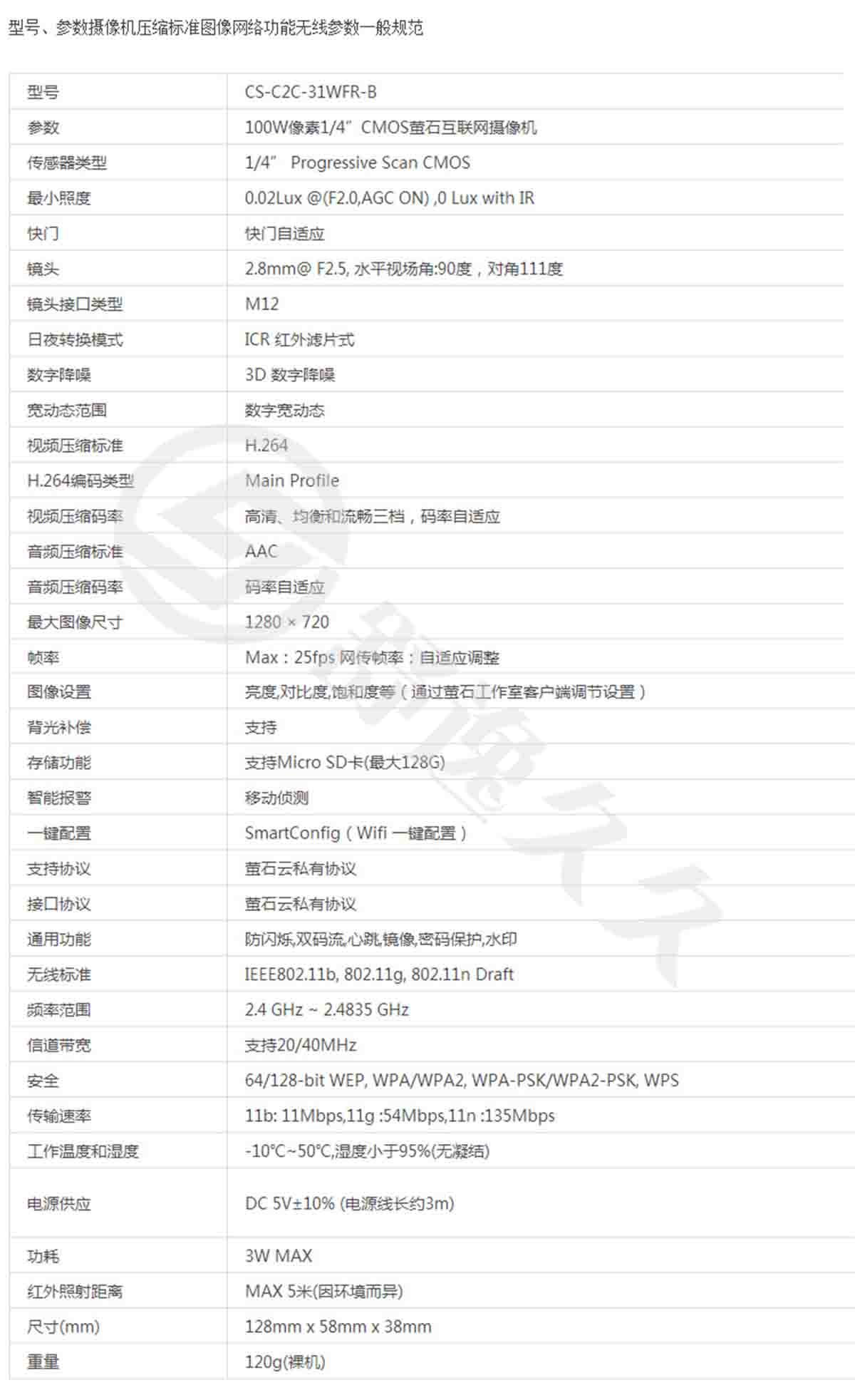 螢石（EZVIZ） C2C高清夜視版 攝像頭 無線智能網(wǎng)絡攝像機 wifi遠程監(jiān)控防盜家居攝像頭